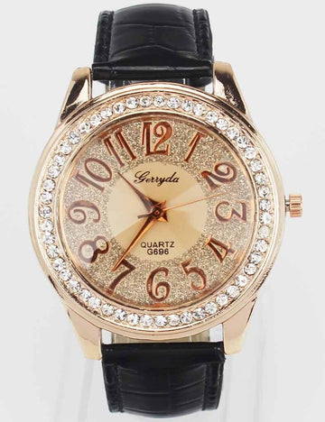 New Fashion Trendy Women Rose Gold Bling Dial Crystal Black White Pink Brown Quartz Wrist Watches - The Jewellery Supermarket